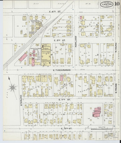 Sanborn Fire Insurance Map from Canton, Stark County, Ohio (1891), Sheet #0010 - Historic Sanborn Fire Insurance Map Print, vintage old map wall art, antique decor, genealogy gift, Ohio Ohio map