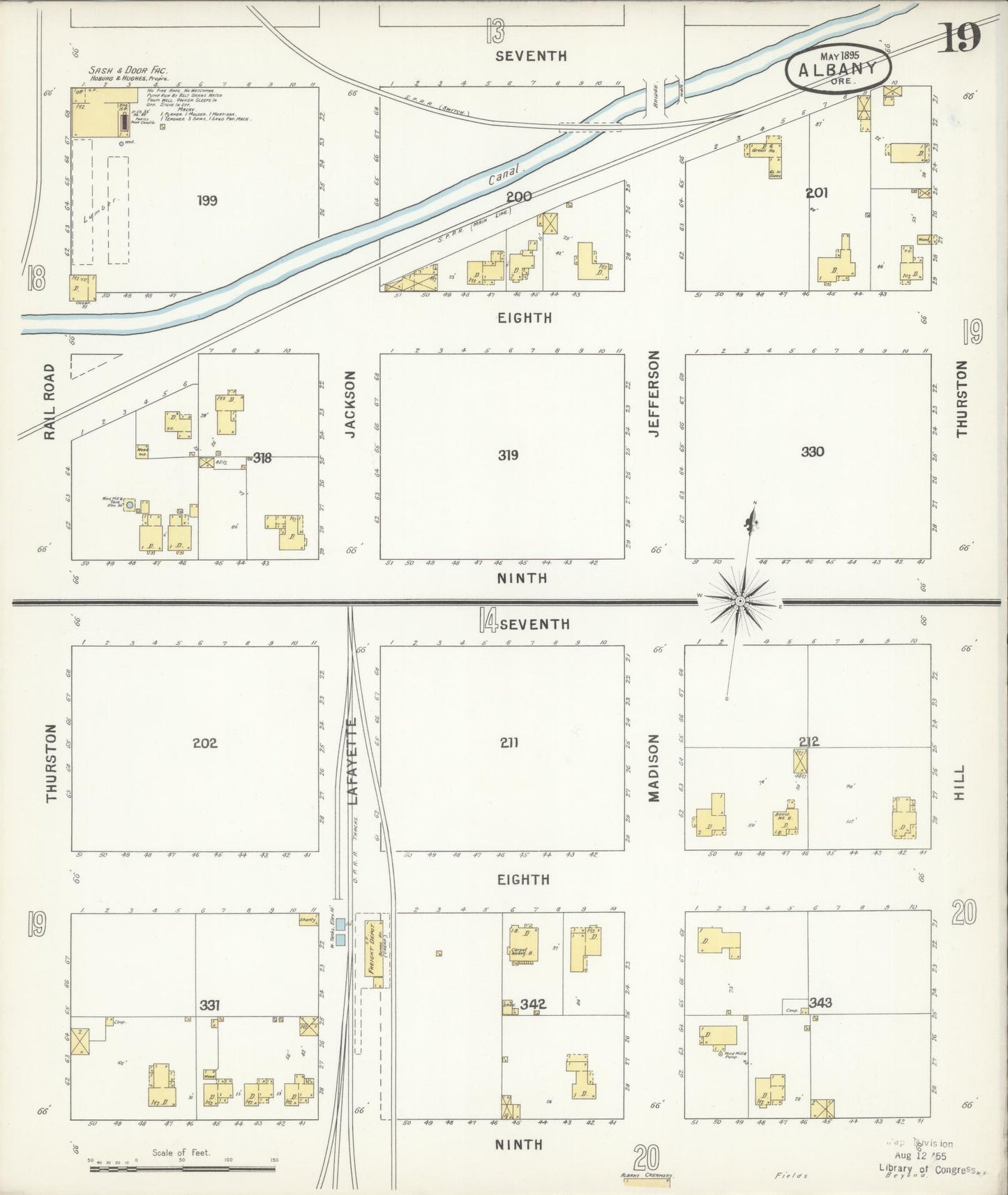 Sanborn Fire Insurance Map from Albany, Linn County, Oregon (1895), Sheet #0019 - Historic Sanborn Fire Insurance Map Print, vintage old map wall art, antique decor, genealogy gift, Oregon Oregon map