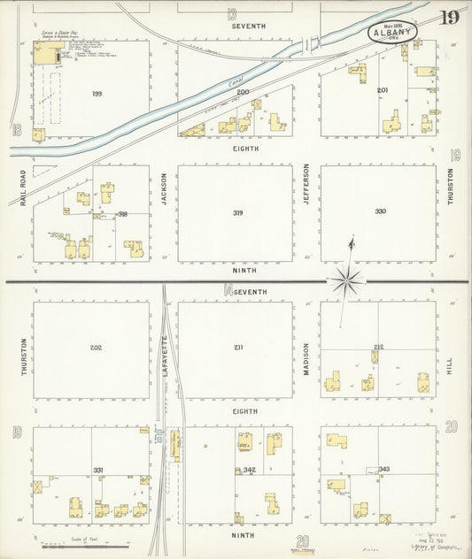 Sanborn Fire Insurance Map from Albany, Linn County, Oregon (1895), Sheet #0019 - Historic Sanborn Fire Insurance Map Print, vintage old map wall art, antique decor, genealogy gift, Oregon Oregon map