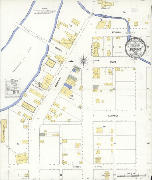 Sanborn Fire Insurance Map from Riverside, Okanogan County, Washington (1909), Sheet #0001 - Historic Sanborn Fire Insurance Map Print, vintage old map wall art, antique decor, genealogy gift, Washington Washington map
