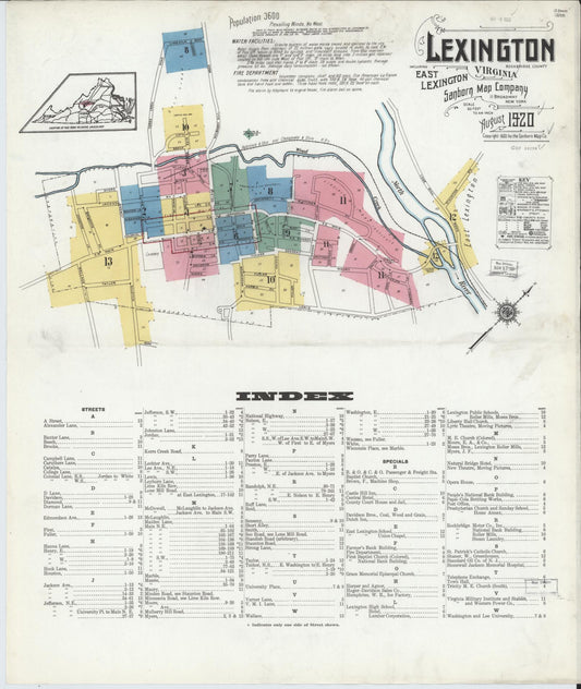Sanborn Fire Insurance Map from Lexington, Independent Cities, Virginia. (1920) – Historic Sanborn Fire Insurance Map Print
