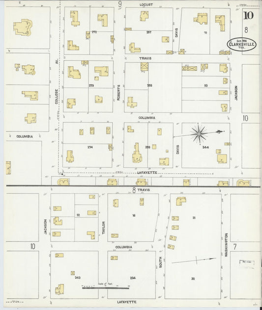 Sanborn Fire Insurance Map from Clarksville, Red River County, Texas (1906), Sheet #0010 - Historic Sanborn Fire Insurance Map Print, vintage old map wall art, antique decor, genealogy gift, Texas Texas map