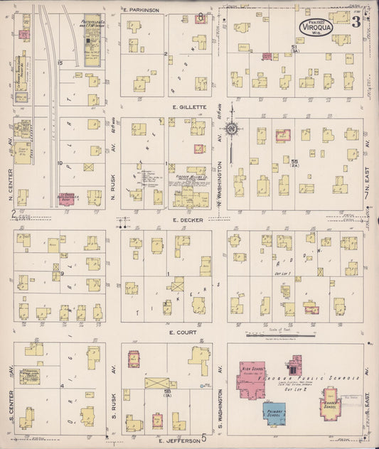 Sanborn Fire Insurance Map from Viroqua, Vernon County, Wisconsin (1922), Sheet #0003 - Historic Sanborn Fire Insurance Map Print, vintage old map wall art, antique decor, genealogy gift, Wisconsin Wisconsin map