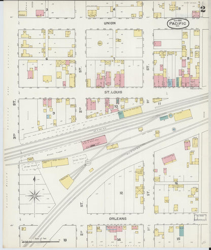 Sanborn Fire Insurance Map from Pacific, Franklin County, Missouri (1892), Sheet #0002 - Historic Sanborn Fire Insurance Map Print, vintage old map wall art, antique decor, genealogy gift, Missouri Missouri map