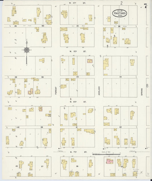 Sanborn Fire Insurance Map from Hastings, Dakota County, Minnesota (1911), Sheet #0007 - Historic Sanborn Fire Insurance Map Print, vintage old map wall art, antique decor, genealogy gift, Minnesota Minnesota map