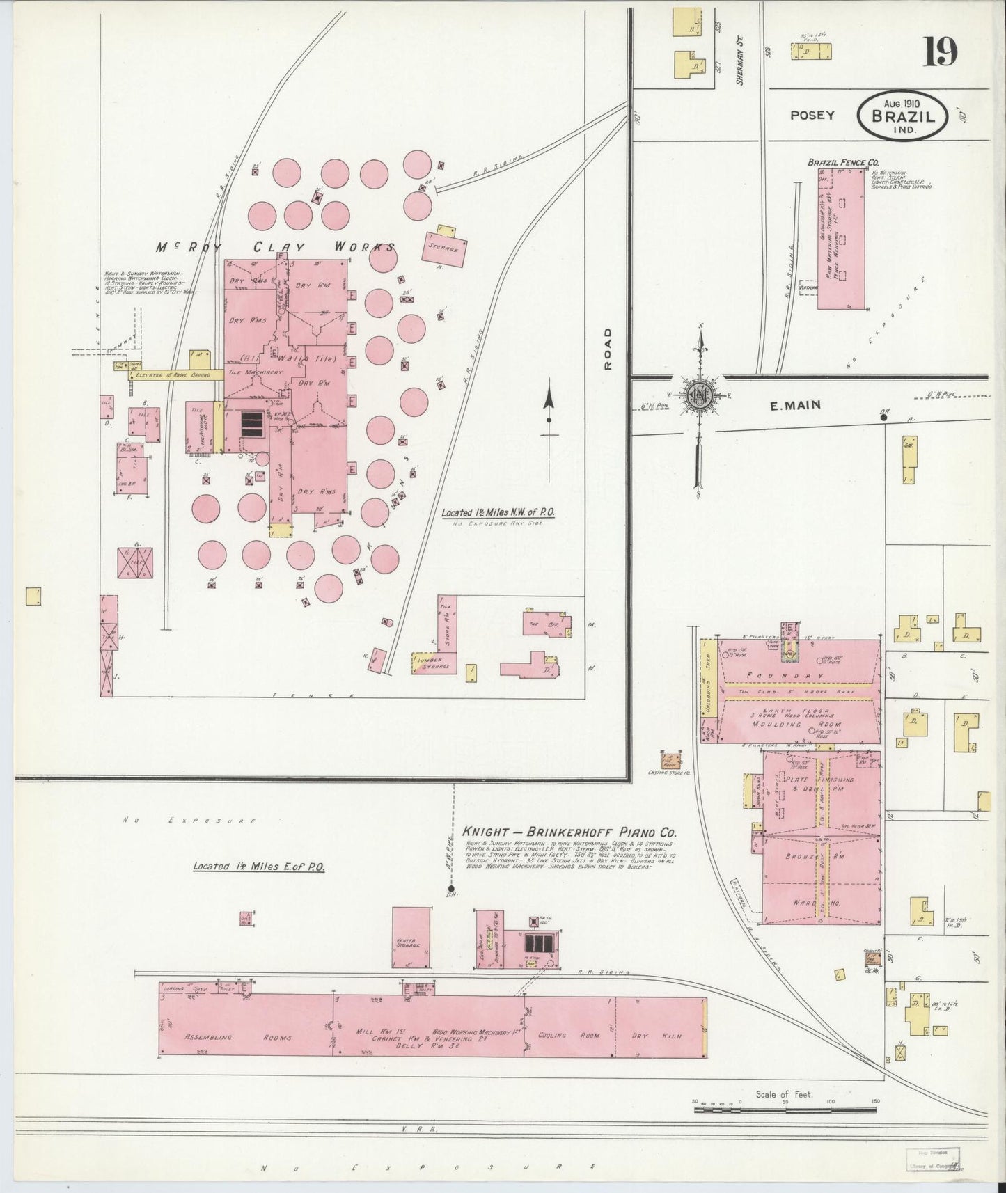 Sanborn Fire Insurance Map from Brazil, Clay County, Indiana (1910), Sheet #0019 - Complete Map Set gallery image, historic Sanborn map, vintage wall art, Indiana Indiana