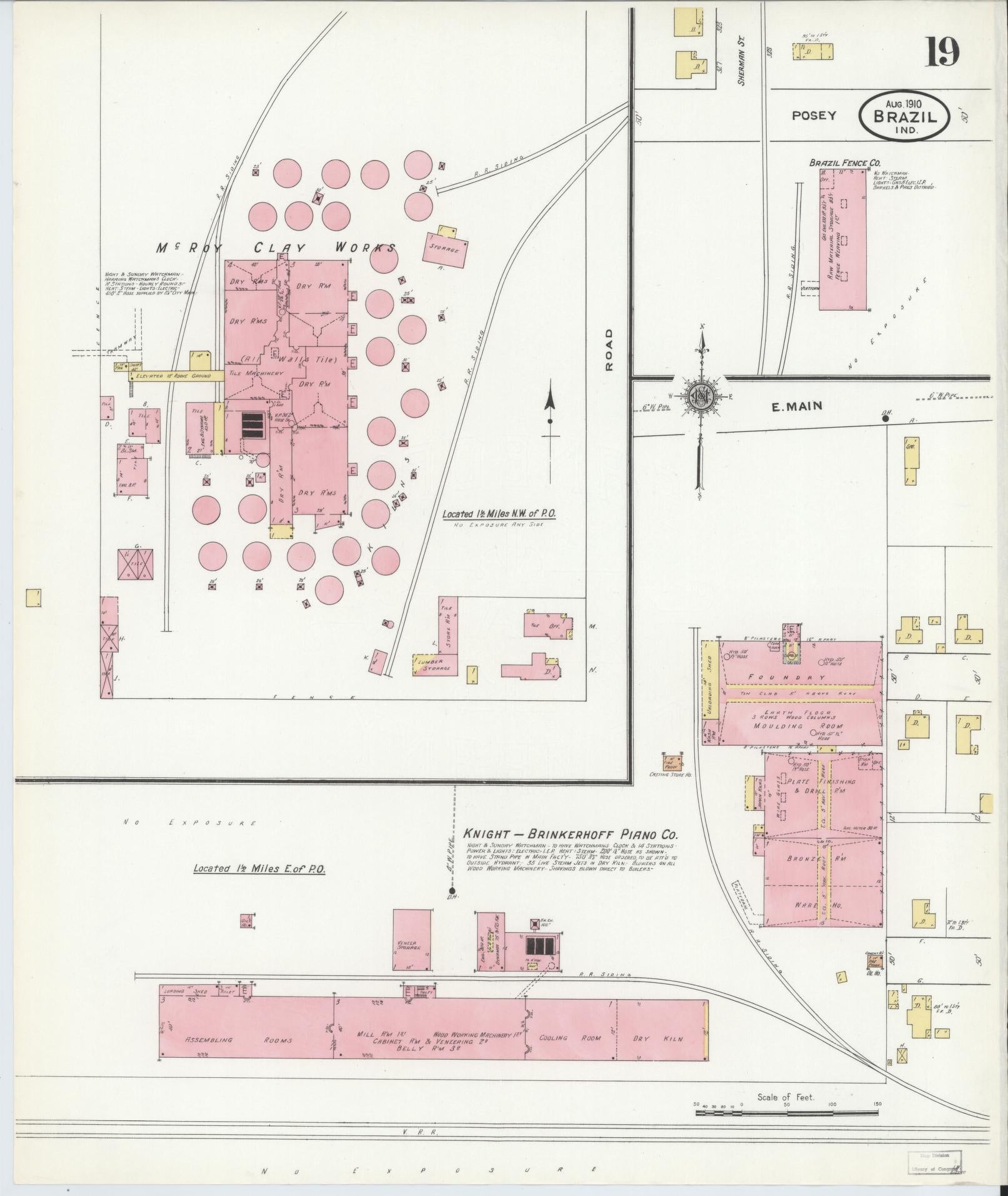 Sanborn Fire Insurance Map from Brazil, Clay County, Indiana (1910), Sheet #0019 - Complete Map Set gallery image, historic Sanborn map, vintage wall art, Indiana Indiana