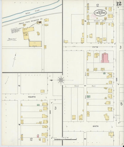 Sanborn Fire Insurance Map from Indiana, Indiana County, Pennsylvania (1888), Sheet #0012 - Historic Sanborn Fire Insurance Map Print, vintage old map wall art, antique decor, genealogy gift, Sanborn Fire Insurance Map from Indiana Indiana map