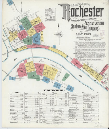 Sanborn Fire Insurance Map from Rochester, Beaver County, Pennsylvania (1903), Sheet #0001 - Complete Map Set gallery image, historic Sanborn map, vintage wall art, Pennsylvania Pennsylvania