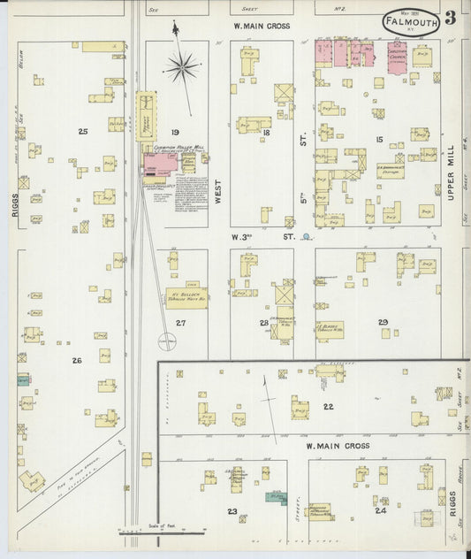 Sanborn Fire Insurance Map from Falmouth, Pendleton County, Kentucky (1891), Sheet #0003 - Historic Sanborn Fire Insurance Map Print, vintage old map wall art, antique decor, genealogy gift, Kentucky Kentucky map