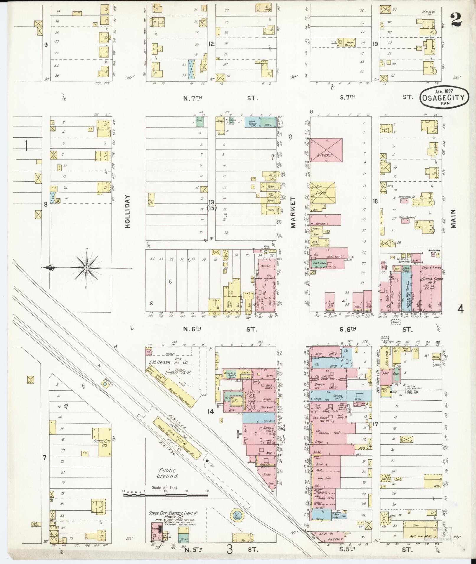 Sanborn Fire Insurance Map from Osage City, Osage County, Kansas (1897), Sheet #0002 - Complete Map Set gallery image, historic Sanborn map, vintage wall art, Kansas Kansas
