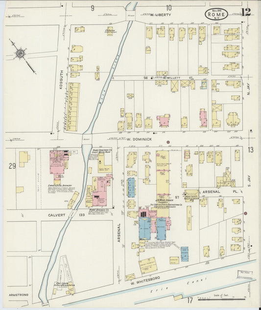 Sanborn Fire Insurance Map from Rome, Oneida County, New York (1914), Sheet #0012 - Historic Sanborn Fire Insurance Map Print, vintage old map wall art, antique decor, genealogy gift, New York New York map