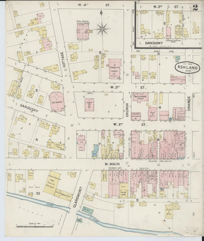 Sanborn Fire Insurance Map from Ashland, Ashland County, Ohio (1888), Sheet #0002 - Complete Map Set gallery image, historic Sanborn map, vintage wall art, Ohio Ohio