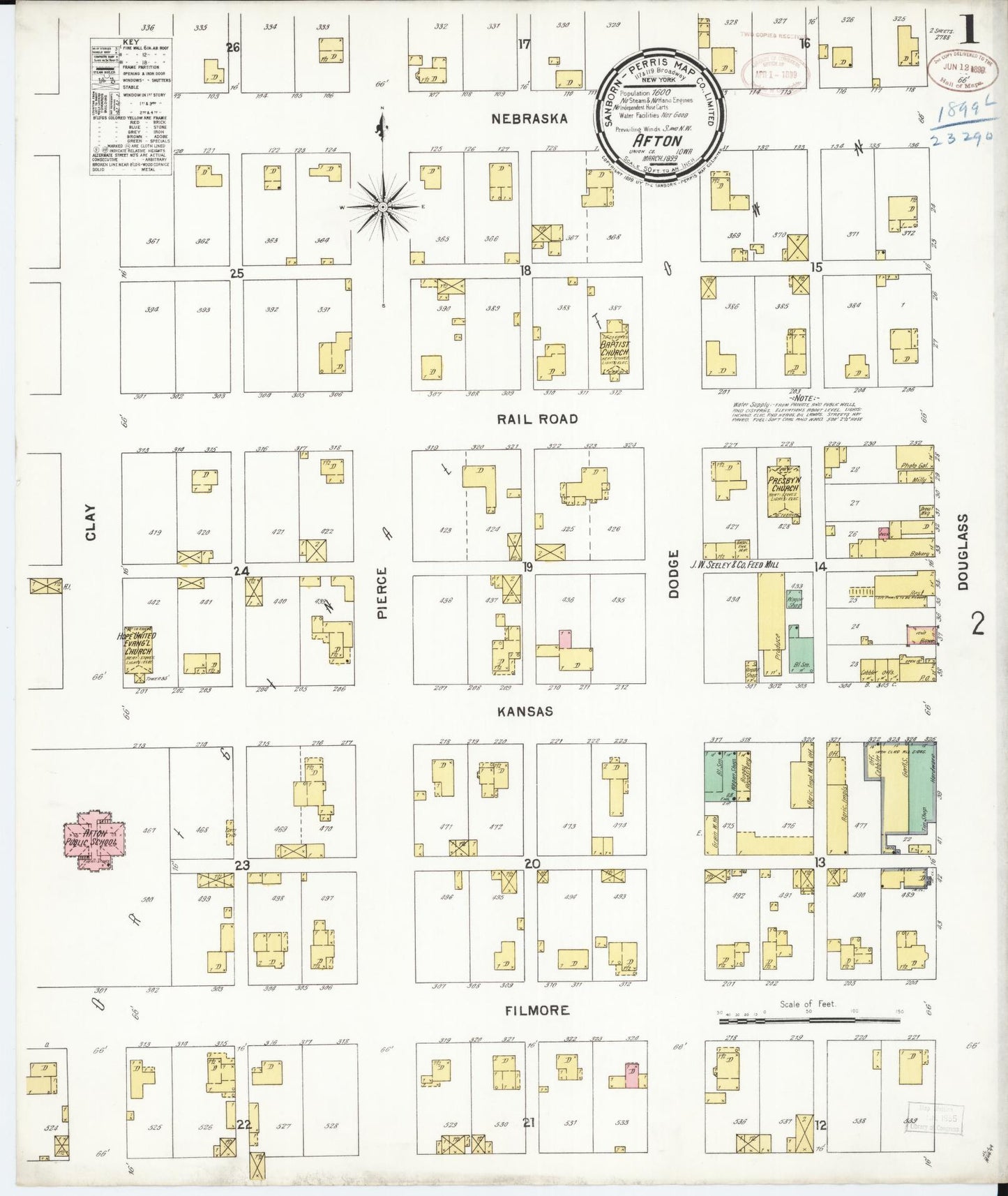 Sanborn Fire Insurance Map from Afton, Union County, Iowa (1899), Sheet #0001 - Historic Sanborn Fire Insurance Map Print