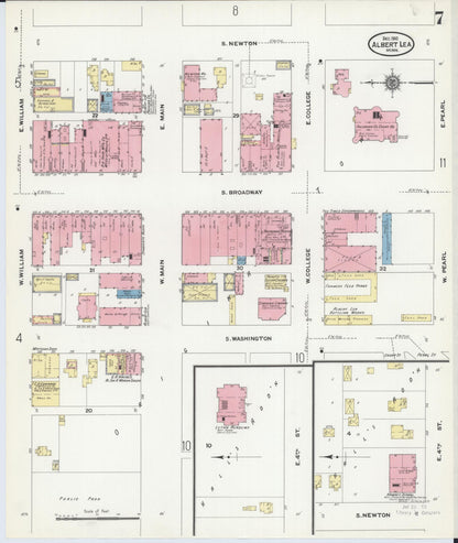 Sanborn Fire Insurance Map from Albert Lea, Freeborn County, Minnesota (1910), Sheet #0007 - Historic Sanborn Fire Insurance Map Print, vintage old map wall art, antique decor, genealogy gift, Minnesota Minnesota map