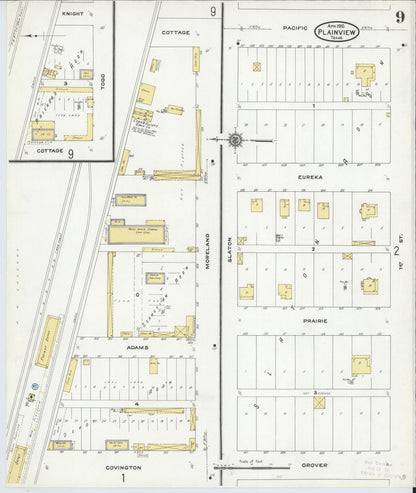 Sanborn Fire Insurance Map from Plainview, Hale County, Texas (1910), Sheet #0009 - Historic Sanborn Fire Insurance Map Print, vintage old map wall art, antique decor, genealogy gift, Texas Texas map