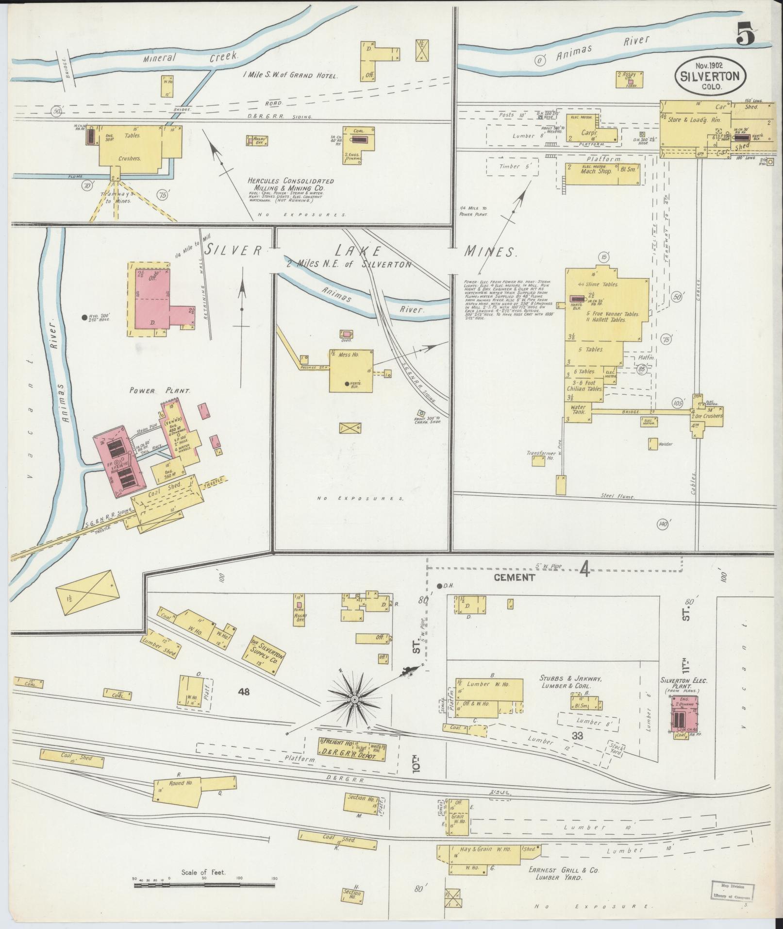 Sanborn Fire Insurance Map from Silverton, San Juan County, Colorado (1902), Sheet #0005 - Historic Sanborn Fire Insurance Map Print, vintage old map wall art, antique decor, genealogy gift, Colorado Colorado map