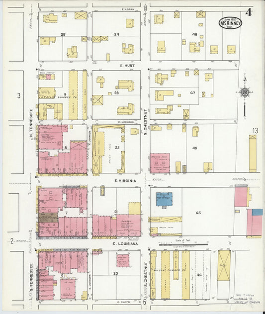 Sanborn Fire Insurance Map from McKinney, Collin County, Texas (1920), Sheet #0004 - Historic Sanborn Fire Insurance Map Print, vintage old map wall art, antique decor, genealogy gift, Texas Texas map