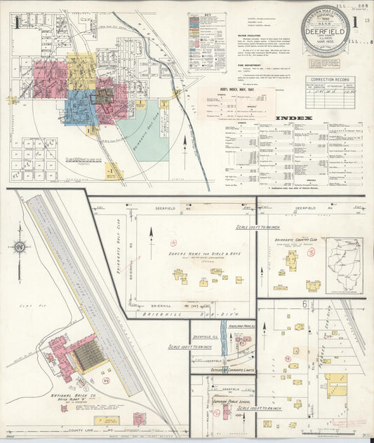 Sanborn Fire Insurance Map from Deerfield, Lake County, Illinois (1941), Sheet #0001 - Historic Sanborn Fire Insurance Map Print, vintage old map wall art, antique decor, genealogy gift, Illinois Illinois map