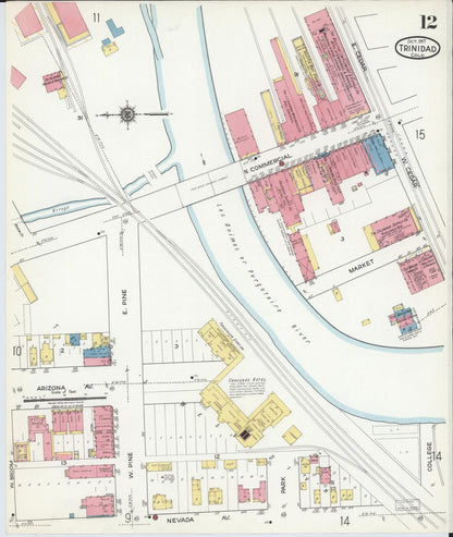 Sanborn Fire Insurance Map from Trinidad, Las Animas County, Colorado (1917), Sheet #0012 - Complete Map Set gallery image, historic Sanborn map, vintage wall art, Colorado Colorado