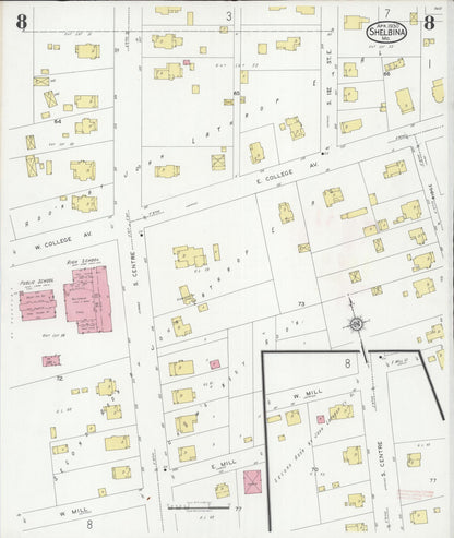Sanborn Fire Insurance Map from Shelbina, Shelby County, Missouri (1930), Sheet #0008 - Historic Sanborn Fire Insurance Map Print, vintage old map wall art, antique decor, genealogy gift, Missouri Missouri map