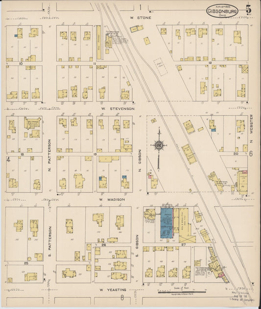 Sanborn Fire Insurance Map from Gibsonburg, Sandusky County, Ohio (1922), Sheet #0005 - Historic Sanborn Fire Insurance Map Print, vintage old map wall art, antique decor, genealogy gift, Ohio Ohio map