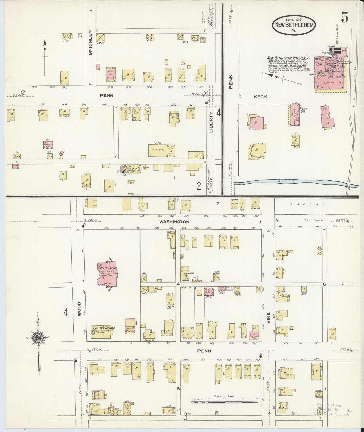 Sanborn Fire Insurance Map from New Bethlehem, Clarion County, Pennsylvania (1910), Sheet #0005 - Complete Map Set gallery image, historic Sanborn map, vintage wall art, Pennsylvania Pennsylvania
