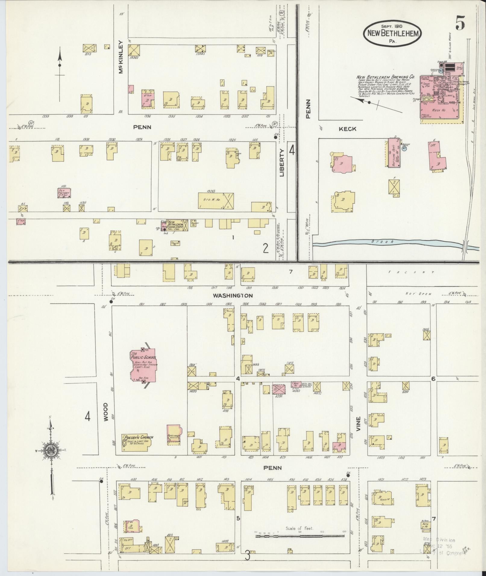 Sanborn Fire Insurance Map from New Bethlehem, Clarion County, Pennsylvania (1910), Sheet #0005 - Complete Map Set gallery image, historic Sanborn map, vintage wall art, Pennsylvania Pennsylvania