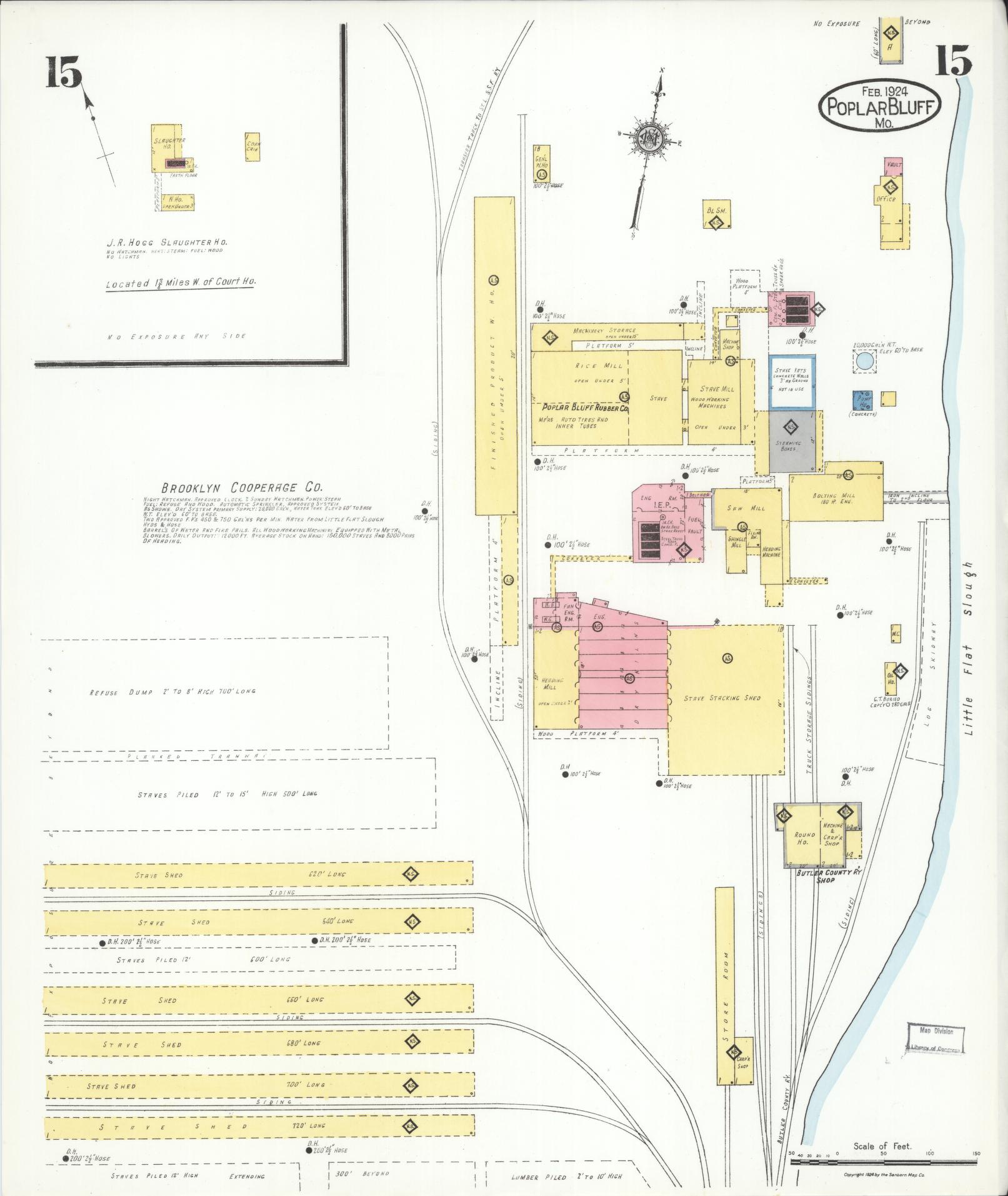 Sanborn Fire Insurance Map from Poplar Bluff, Butler County, Missouri (1924), Sheet #0015 - Historic Sanborn Fire Insurance Map Print, vintage old map wall art, antique decor, genealogy gift, Missouri Missouri map