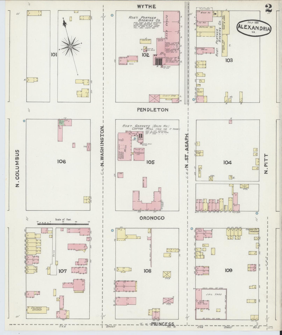 Sanborn Fire Insurance Map from Alexandria, Independent Cities, Virginia (1891), Sheet #0002 - Complete Map Set gallery image, historic Sanborn map, vintage wall art, Virginia Virginia