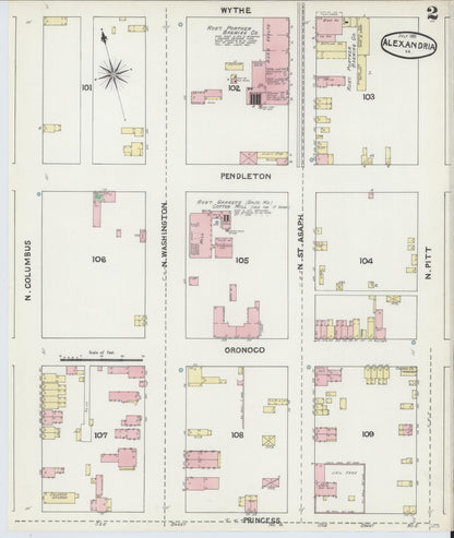 Sanborn Fire Insurance Map from Alexandria, Independent Cities, Virginia (1891), Sheet #0002 - Complete Map Set gallery image, historic Sanborn map, vintage wall art, Virginia Virginia