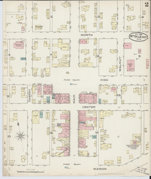 Sanborn Fire Insurance Map from Mount Gilead, Morrow County, Ohio (1885), Sheet #0002 - Historic Sanborn Fire Insurance Map Print, vintage old map wall art, antique decor, genealogy gift, Ohio Ohio map