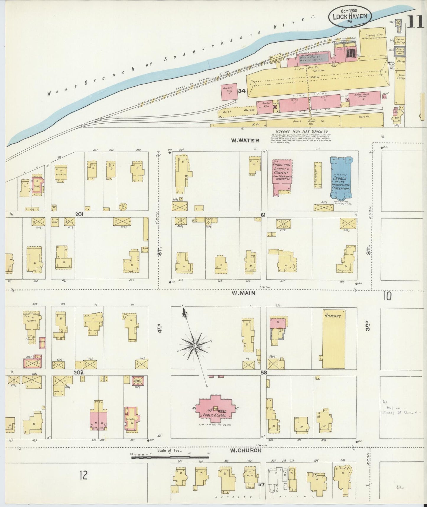 Sanborn Fire Insurance Map from Lock Haven, Clinton County, Pennsylvania (1906), Sheet #0011 - Complete Map Set gallery image, historic Sanborn map, vintage wall art, Pennsylvania Pennsylvania