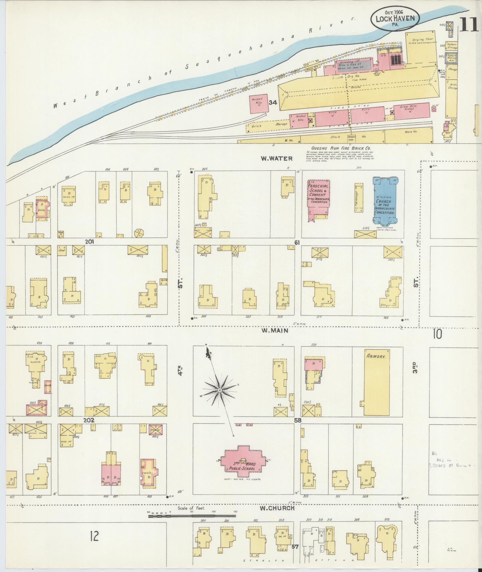 Sanborn Fire Insurance Map from Lock Haven, Clinton County, Pennsylvania (1906), Sheet #0011 - Complete Map Set gallery image, historic Sanborn map, vintage wall art, Pennsylvania Pennsylvania