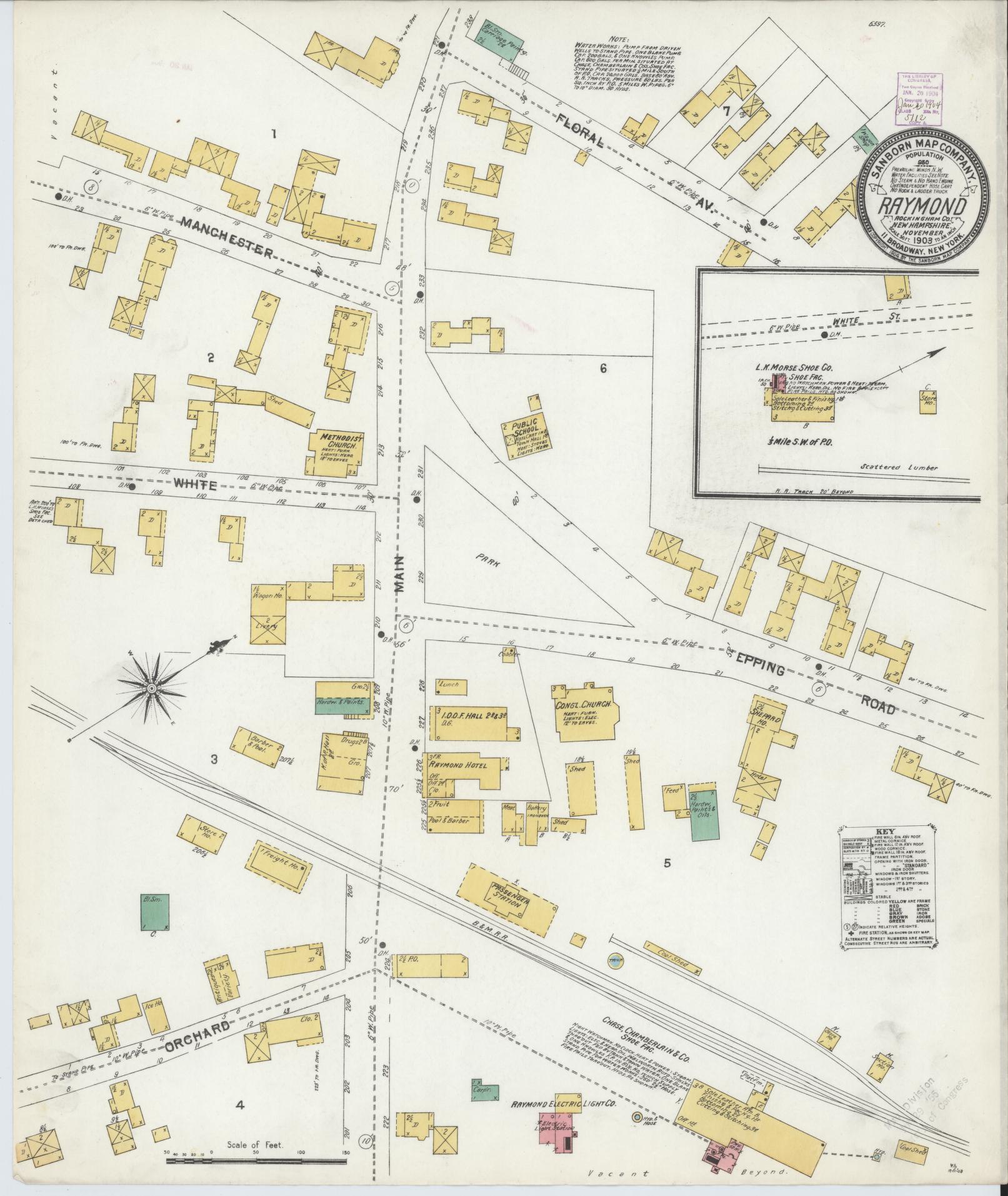 Sanborn Fire Insurance Map from Raymond, Rockingham County, New Hampshire. (1903) – Historic Sanborn Fire Insurance Map Print