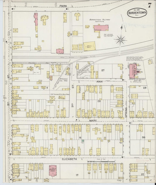 Sanborn Fire Insurance Map from Bordentown, Burlington County, New Jersey (1892), Sheet #0007 - Historic Sanborn Fire Insurance Map Print, vintage old map wall art, antique decor, genealogy gift, New Jersey New Jersey map
