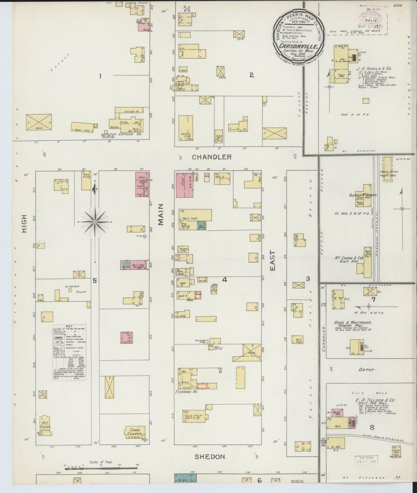 Sanborn Fire Insurance Map from Carsonville, Sanilac County, Michigan. (1893) – Historic Sanborn Fire Insurance Map Print
