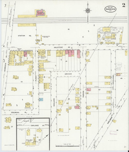Sanborn Fire Insurance Map from Harrison, Westchester County, New York (1911), Sheet #0002 - Historic Sanborn Fire Insurance Map Print, vintage old map wall art, antique decor, genealogy gift, New York New York map