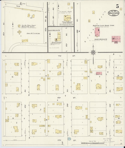 Sanborn Fire Insurance Map from Madison, Lac Qui Parle County, Minnesota (1913), Sheet #0005 - Historic Sanborn Fire Insurance Map Print, vintage old map wall art, antique decor, genealogy gift, Minnesota Minnesota map