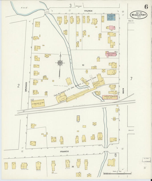Sanborn Fire Insurance Map from Middleport, Niagara County, New York (1911), Sheet #0006 - Historic Sanborn Fire Insurance Map Print, vintage old map wall art, antique decor, genealogy gift, New York New York map