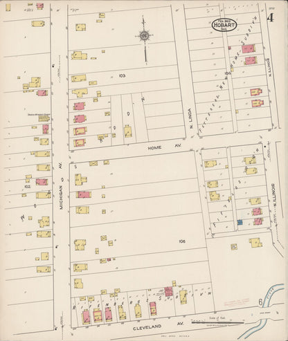 Sanborn Fire Insurance Map from Hobart, Lake County, Indiana (1922), Sheet #0004 - Historic Sanborn Fire Insurance Map Print, vintage old map wall art, antique decor, genealogy gift, Indiana Indiana map