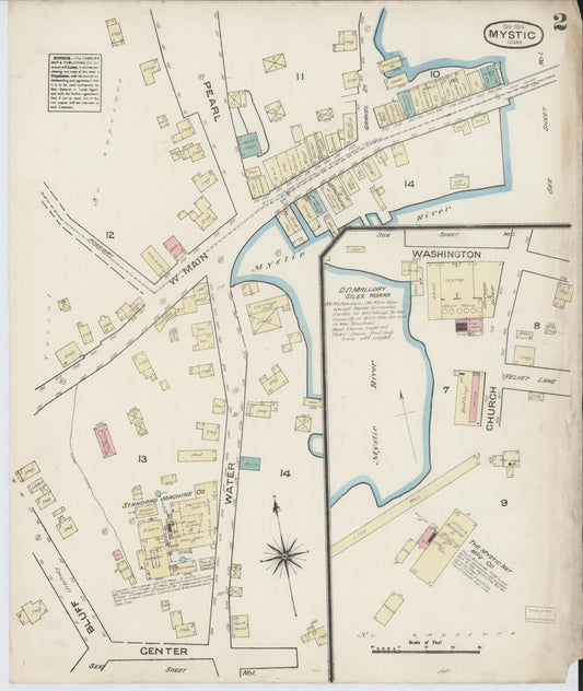 Sanborn Fire Insurance Map from Mystic, New London County, Connecticut (1884), Sheet #0002 - Historic Sanborn Fire Insurance Map Print, vintage old map wall art, antique decor, genealogy gift, Connecticut Connecticut map