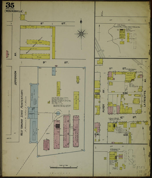 Sanborn Fire Insurance Map from Wheeling, Ohio County, West Virginia (1890), Sheet #0035 - Historic Sanborn Fire Insurance Map Print, vintage old map wall art, antique decor, genealogy gift, West Virginia West Virginia map