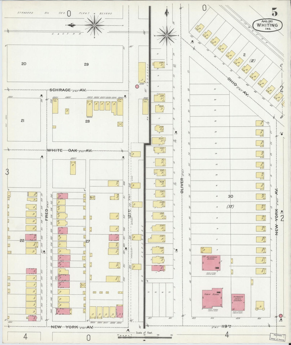 Sanborn Fire Insurance Map from Whiting, Lake County, Indiana (1901), Sheet #0005 - Historic Sanborn Fire Insurance Map Print, vintage old map wall art, antique decor, genealogy gift, Indiana Indiana map