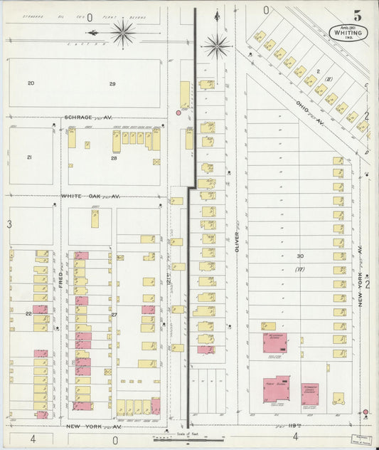 Sanborn Fire Insurance Map from Whiting, Lake County, Indiana (1901), Sheet #0005 - Historic Sanborn Fire Insurance Map Print, vintage old map wall art, antique decor, genealogy gift, Indiana Indiana map