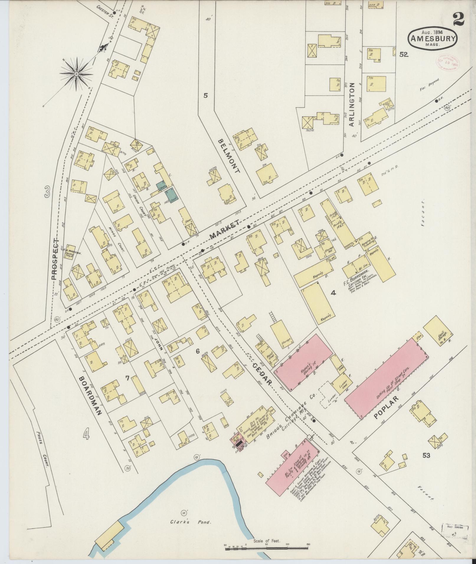 Sanborn Fire Insurance Map from Amesbury, Essex County, Massachusetts (1894), Sheet #0002 - Complete Map Set gallery image, historic Sanborn map, vintage wall art, Massachusetts Massachusetts