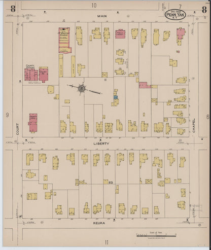 Sanborn Fire Insurance Map from Penn Yan, Yates County, New York (1922), Sheet #0008 - Complete Map Set gallery image, historic Sanborn map, vintage wall art, New York New York