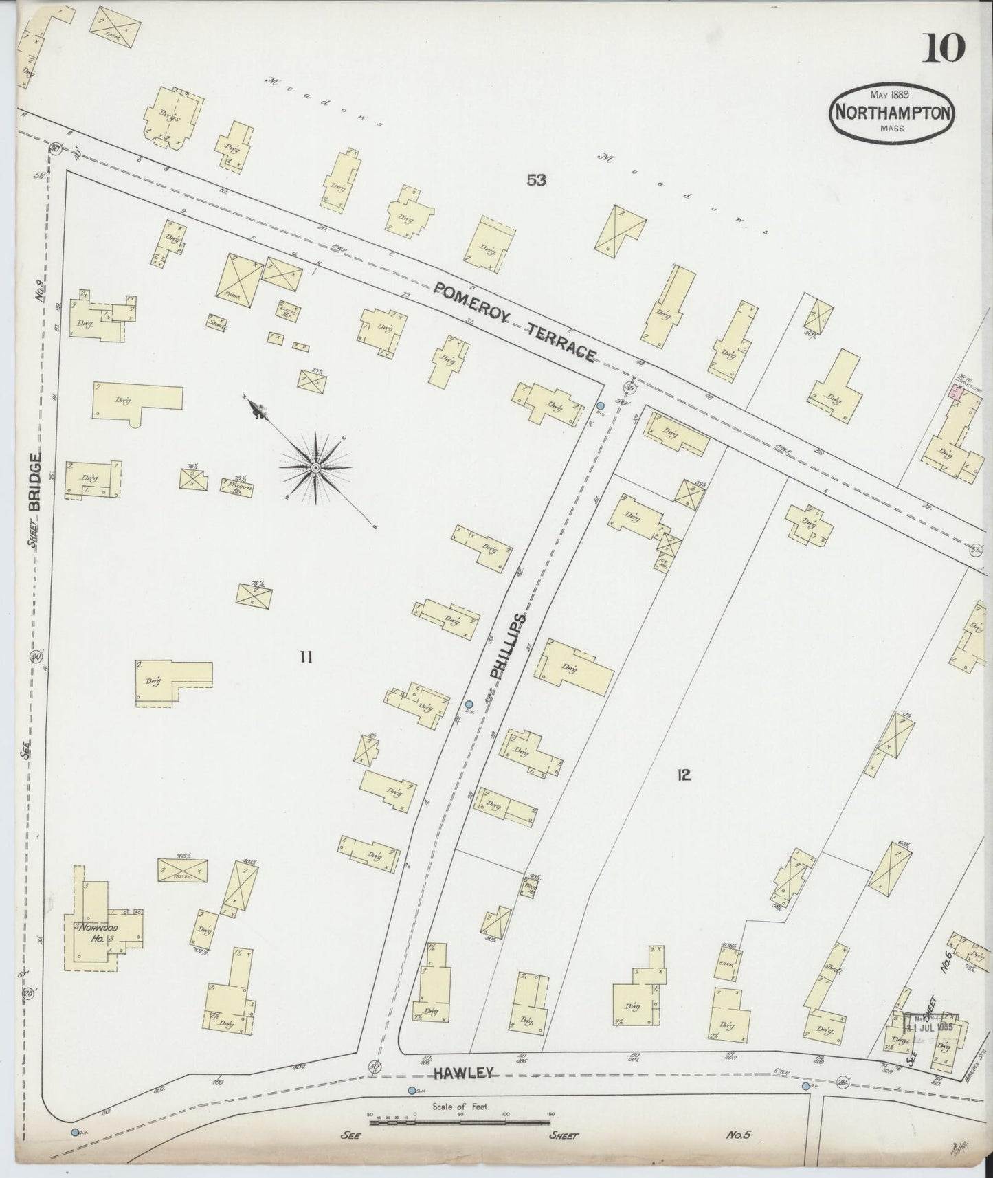 Sanborn Fire Insurance Map from Northampton, Hampshire County, Massachusetts (1889), Sheet #0010 - Complete Map Set gallery image, historic Sanborn map, vintage wall art, Massachusetts Massachusetts