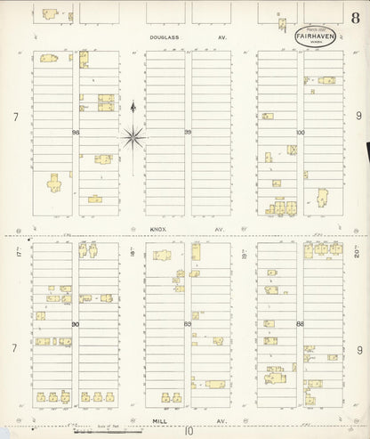 Sanborn Fire Insurance Map from Fairhaven [see also Bellingham and Sehome], Whatcom County, Washington (1897), Sheet #0008 - Complete Map Set gallery image, historic Sanborn map, vintage wall art, Washington Washington