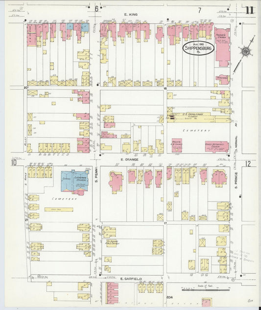 Sanborn Fire Insurance Map from Shippensburg, Cumberland And Franklin Counties, Pennsylvania (1910), Sheet #0011 - Historic Sanborn Fire Insurance Map Print, vintage old map wall art, antique decor, genealogy gift, Counties Pennsylvania map